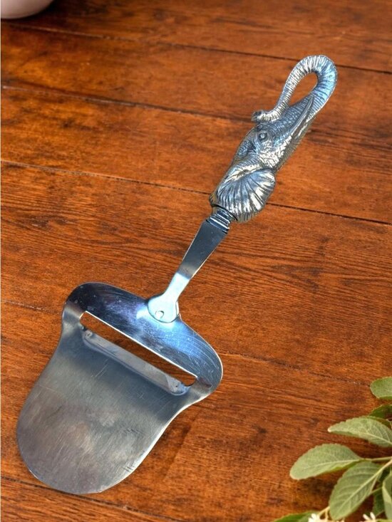 Unbranded Other - Vintage Elephant Cheese Slicer, Heavy Silver Tone Safari Cheese Plane, Charcuter